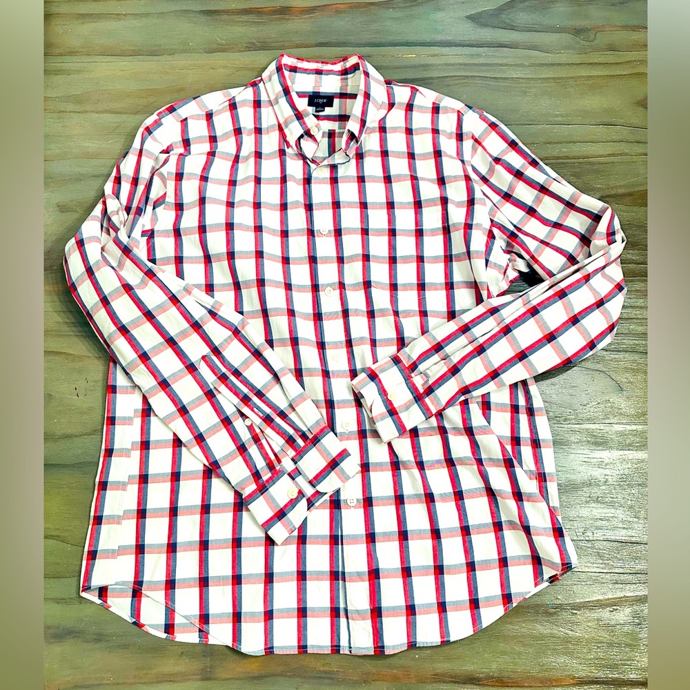 GUC JCrew red white and blue button down